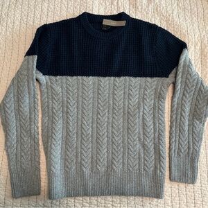 J Crew Cable Knit/Color Block Crew Neck Sweater Small Worn NWT